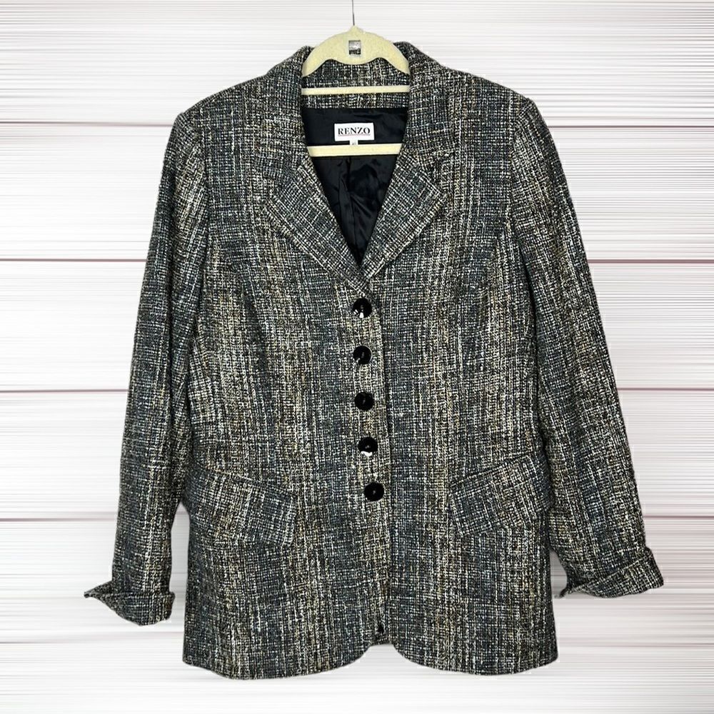 RENZO Germany Wool Blend Tweed Blazer EUR 40 US 10-12